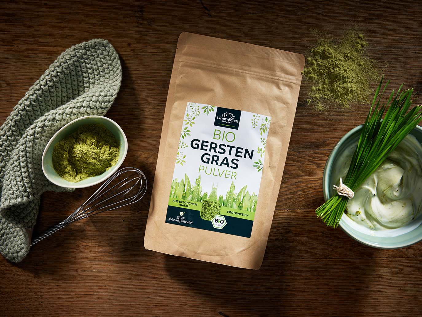 Poudre d'herbe d'orge biologique - 250 g - d'Allemagne - par Unimedica